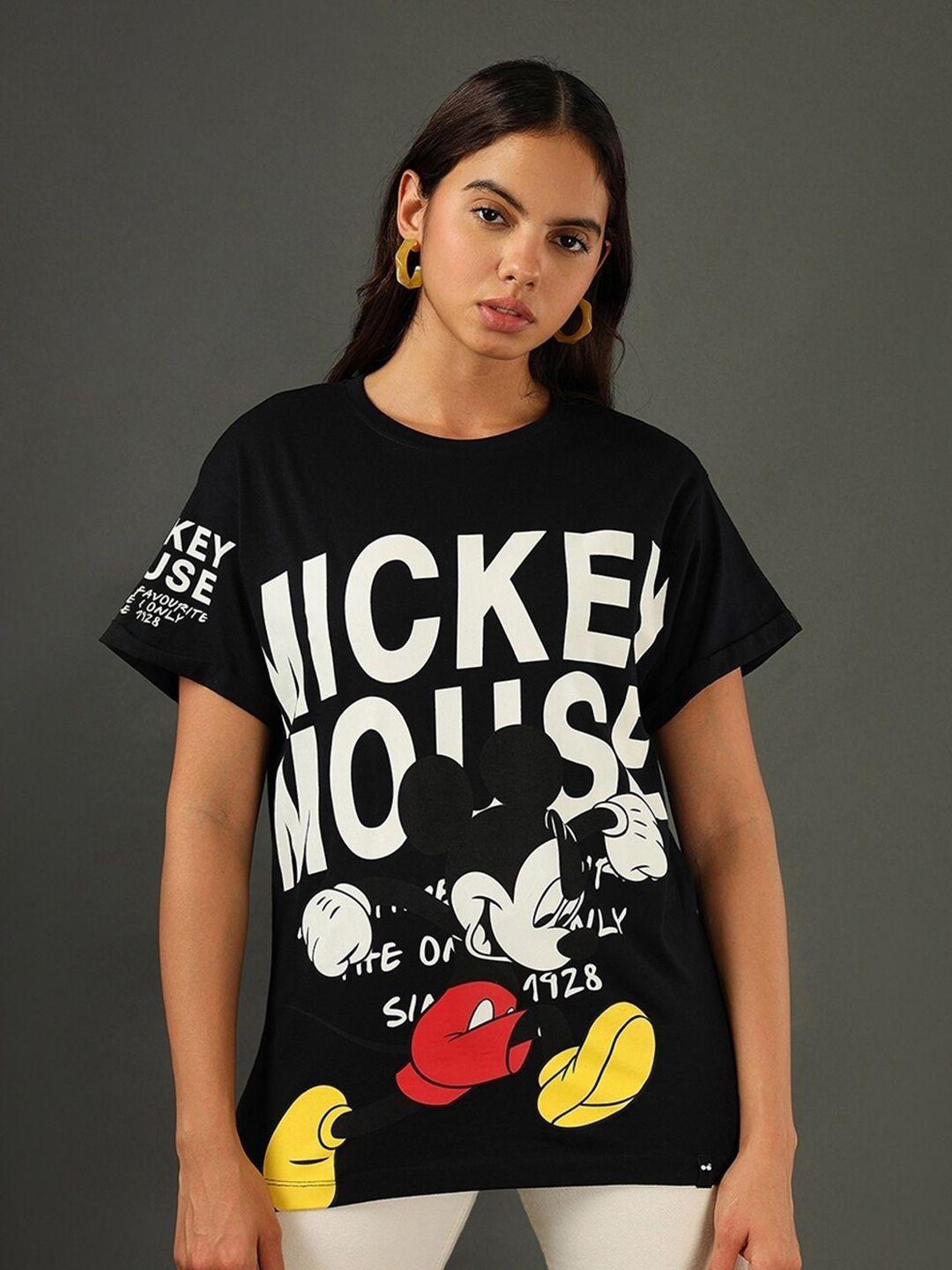 bewakoof mickey mouse printed relaxed fit pure cotton t-shirt