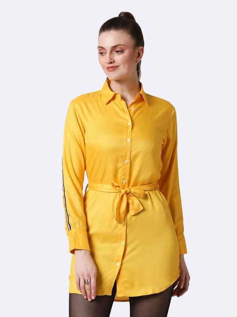 bewakoof mustard regular fit tunic