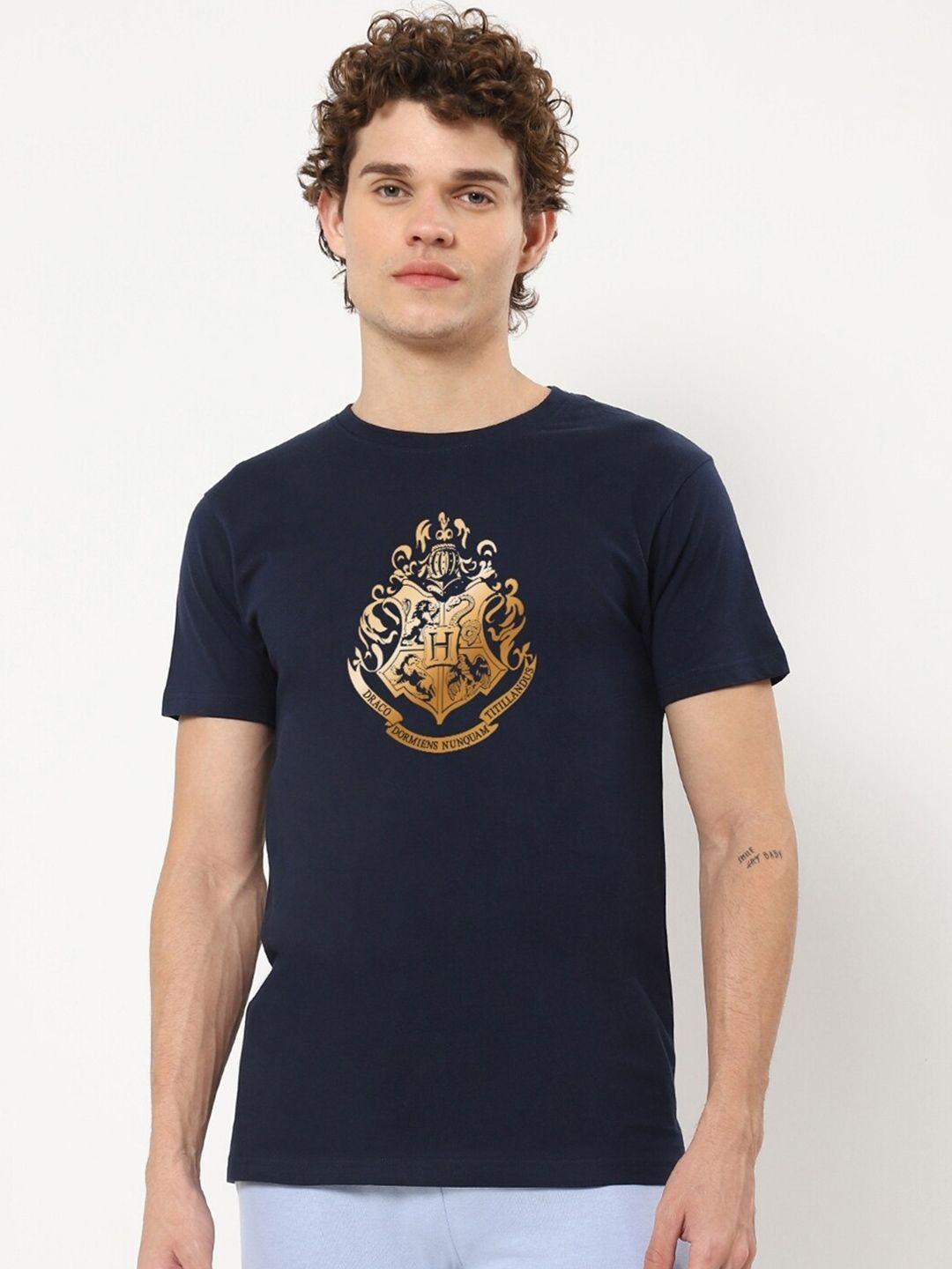 bewakoof navy blue harry potter printed cotton t-shirt