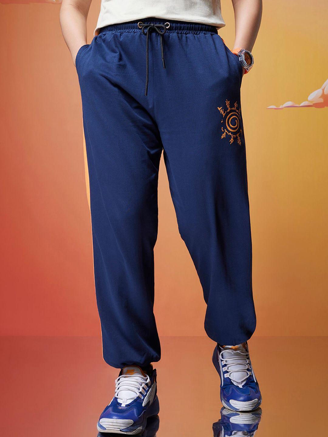 bewakoof navy blue women naruto printed cotton super relaxed fit joggers