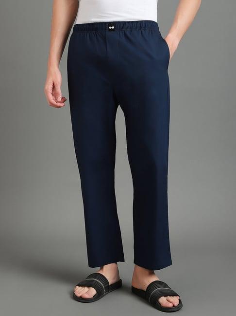 bewakoof navy regular fit lounge pants