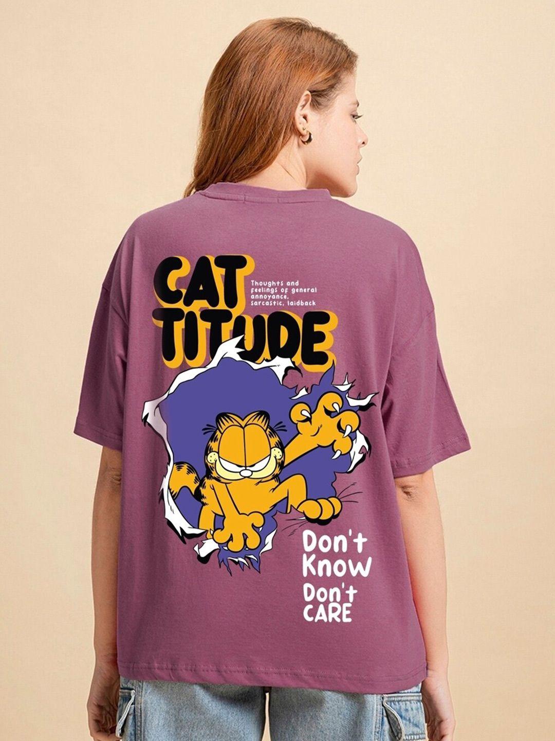 bewakoof official garfield merchandise printed oversized t-shirt