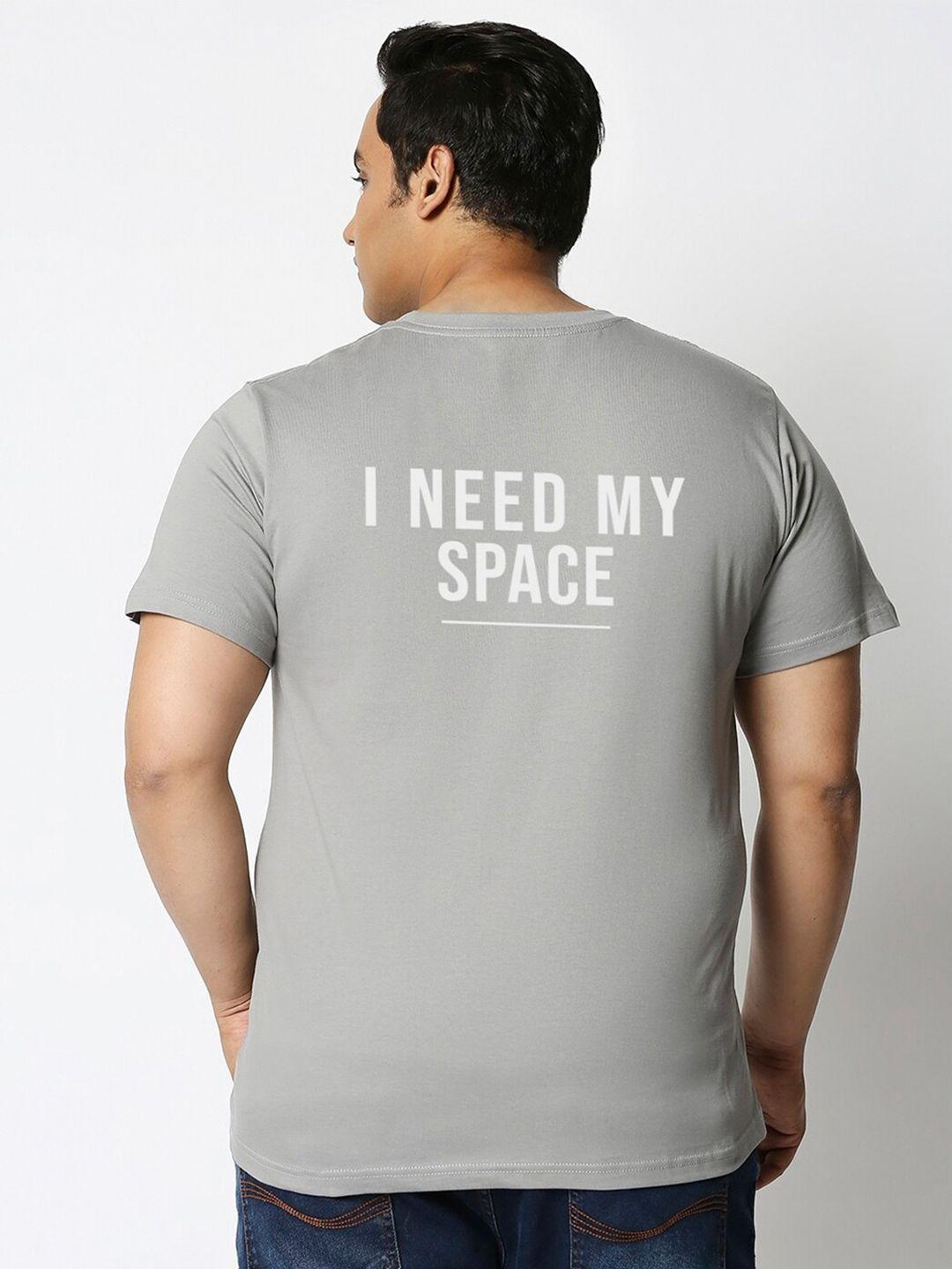 bewakoof plus size grey typography nasa printed cotton t-shirt