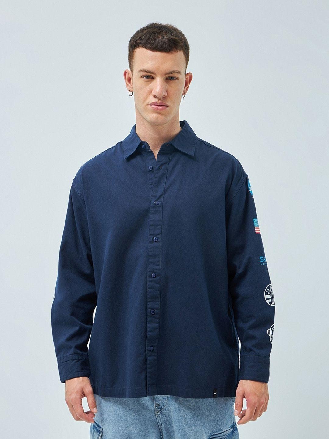 bewakoof printed cotton oversized casual shirt