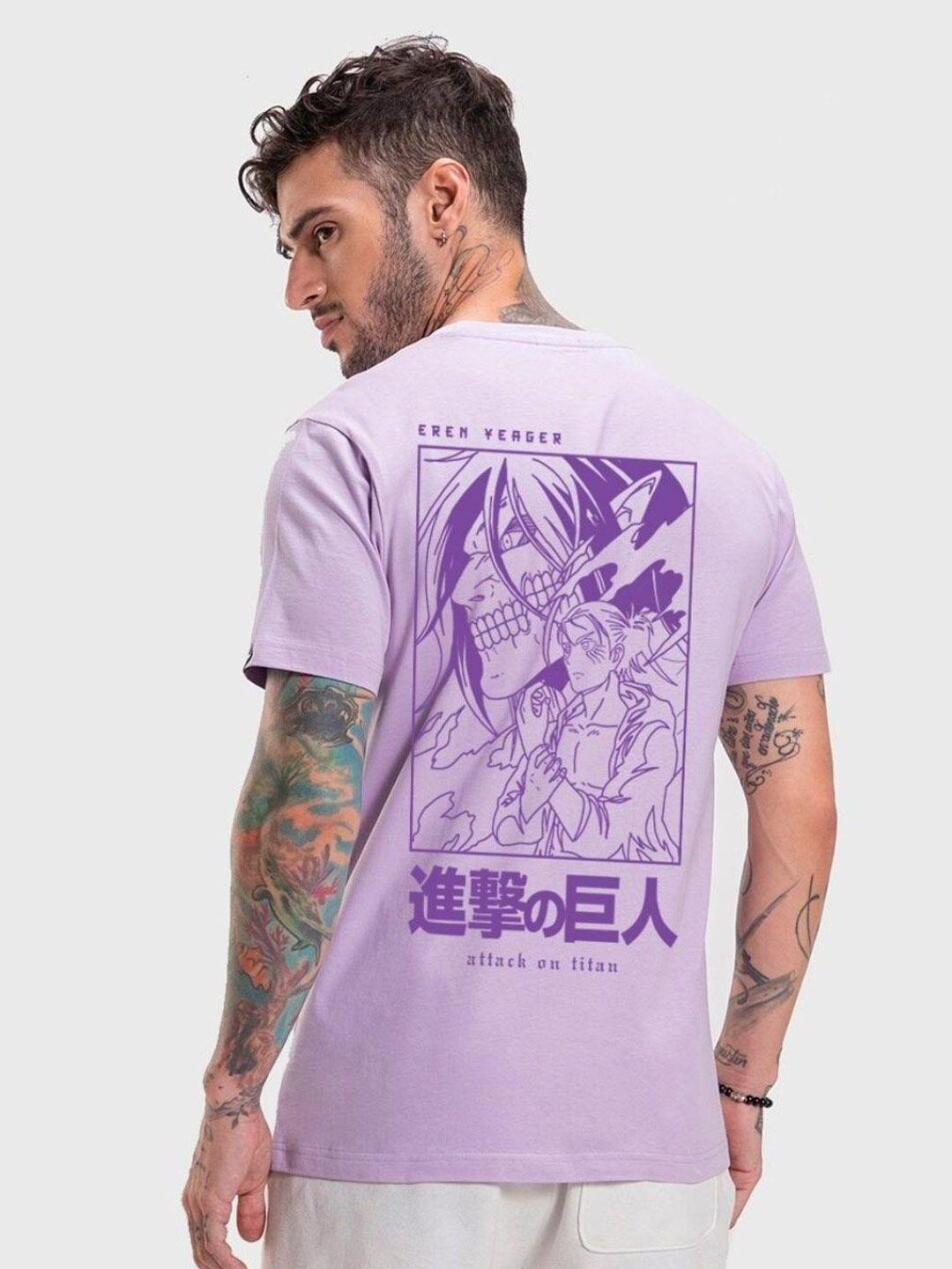 bewakoof purple attack on titan graphic printed cotton t-shirt