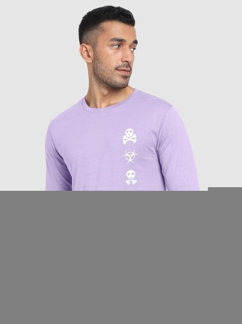 bewakoof purple regular fit printed t-shirt