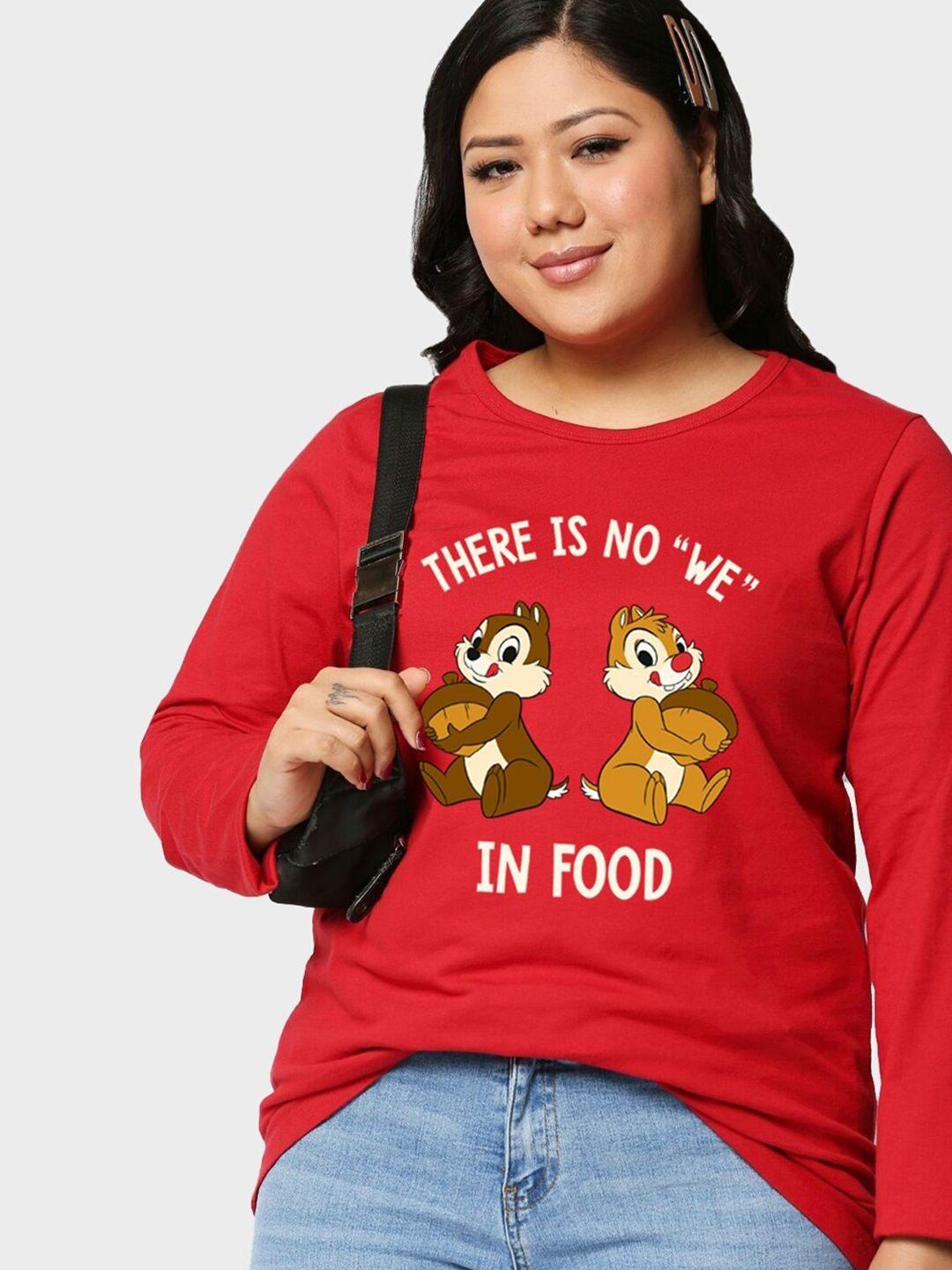 bewakoof red plus size graphic printed cotton t-shirt