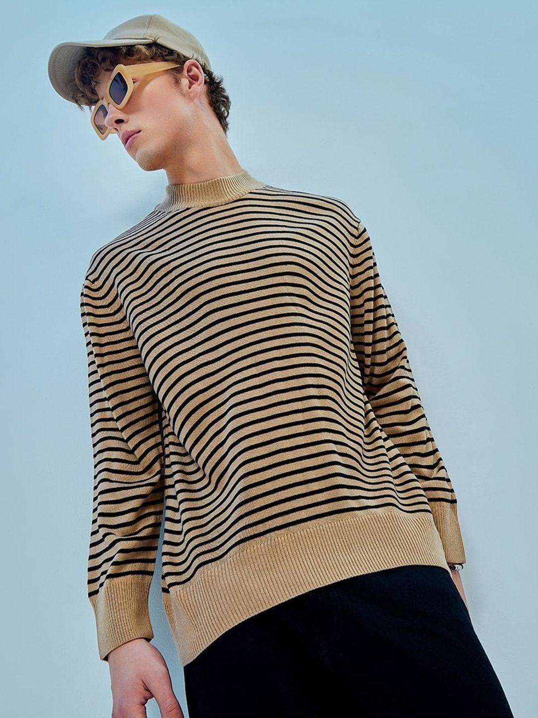 bewakoof striped acrylic oversized pullover