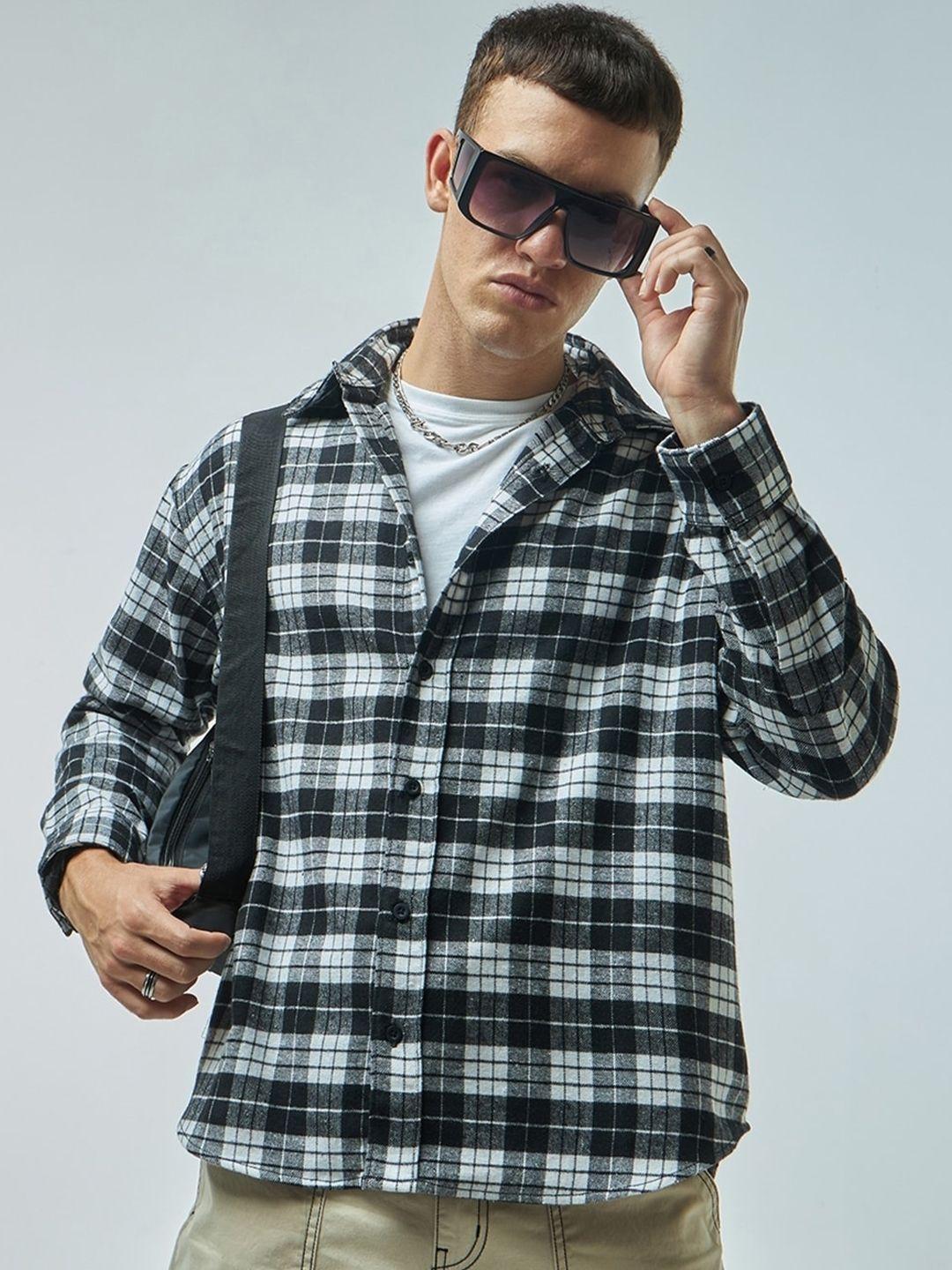 bewakoof tartan checked oversized cotton casual shirt