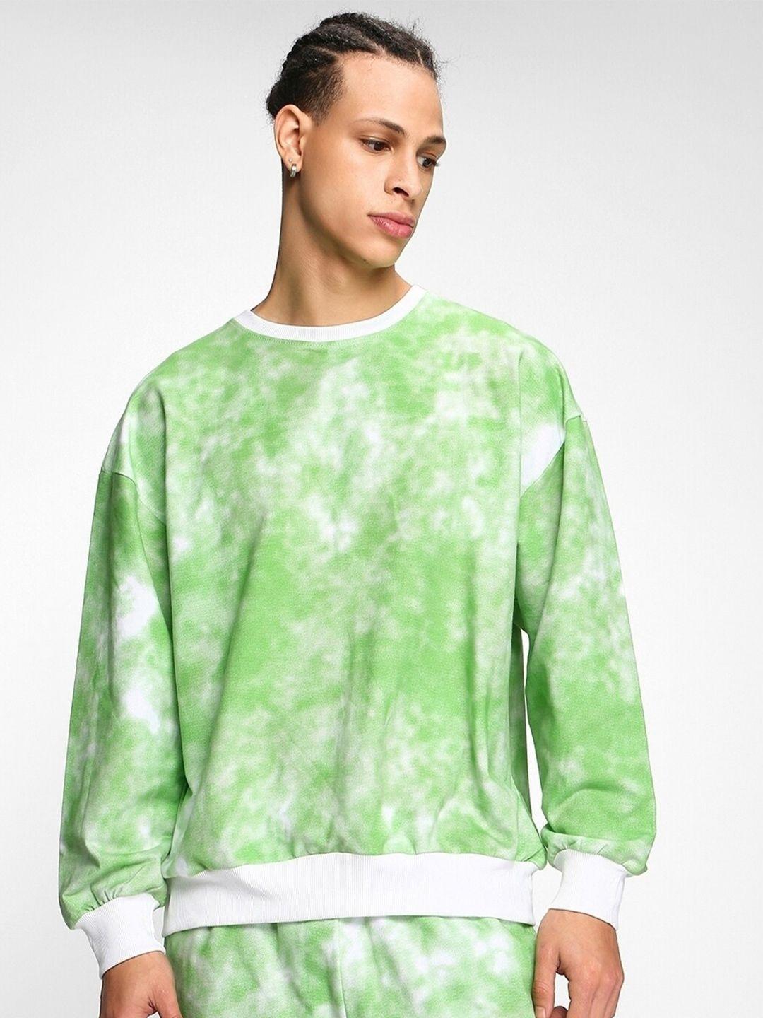 bewakoof tie & dye oversized fleece pullover sweatshirt