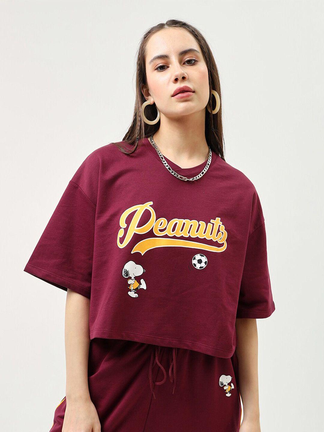 bewakoof typography printed oversized boxy crop top