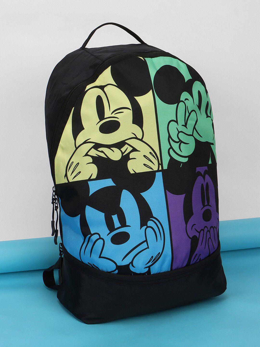 bewakoof unisex black & purple disney printed backpack