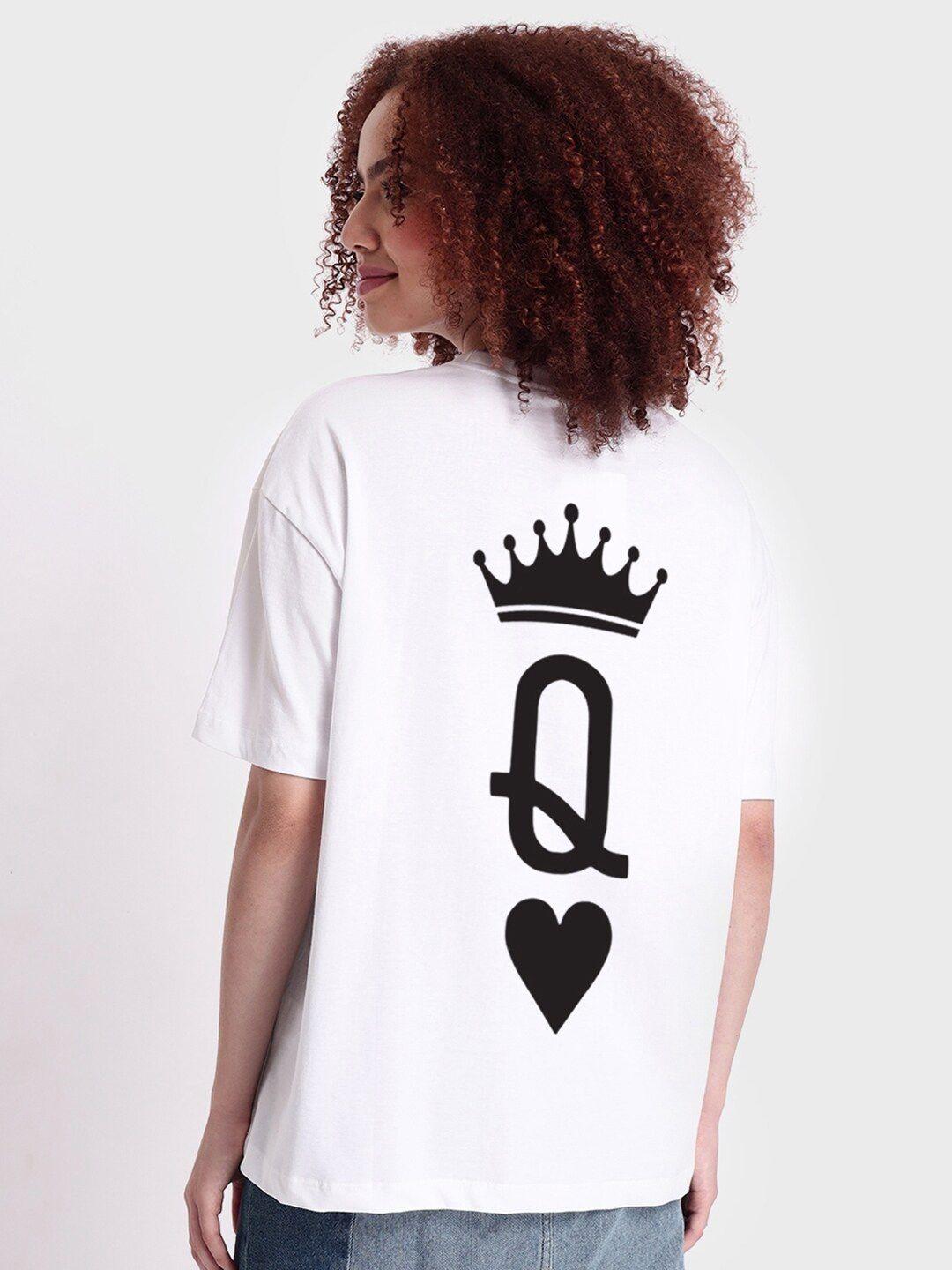 bewakoof white & black typography printed pure cotton oversized t-shirt