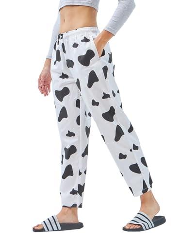 bewakoof women's all over printed regular fit cotton pyjama_ 604942 white xs