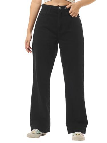 bewakoof women's baggy wide leg jeans_624273_black_30