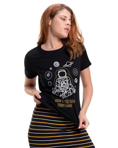 bewakoof women's graphic print regular fit half sleeve round neck cotton t-shirt