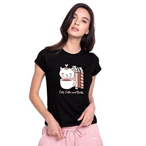 bewakoof women's graphic print slim fit half sleeve round neck cotton t-shirt