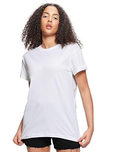 bewakoof women's solid boyfriend fit half sleeve round neck cotton t-shirt