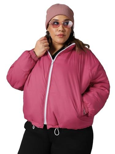 bewakoof women's solid reversible oversized plus size jacket_596283_purple_6xl