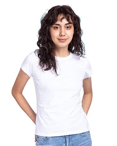 bewakoof women's solid slim fit half sleeve round neck cotton t-shirt