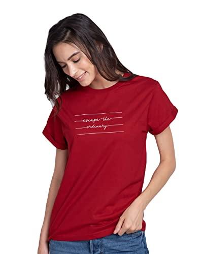 bewakoof women's typography 100% cotton t-shirt - boyfriend fit, round neck, half sleeves