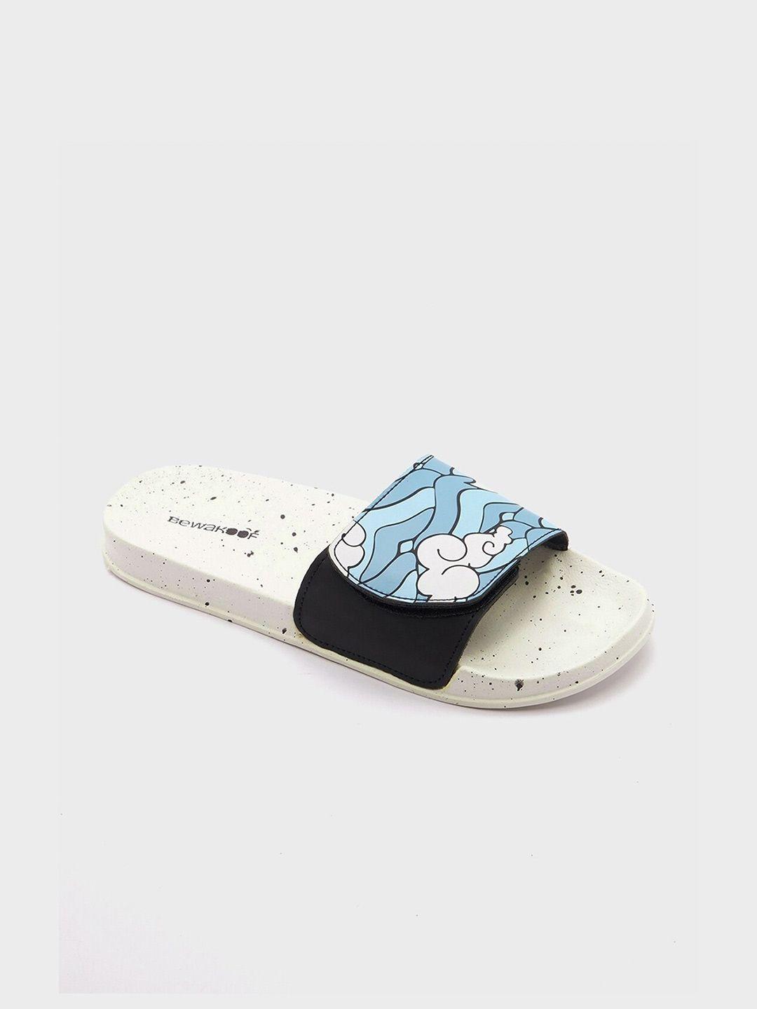 bewakoof women clouds printed rubber sliders