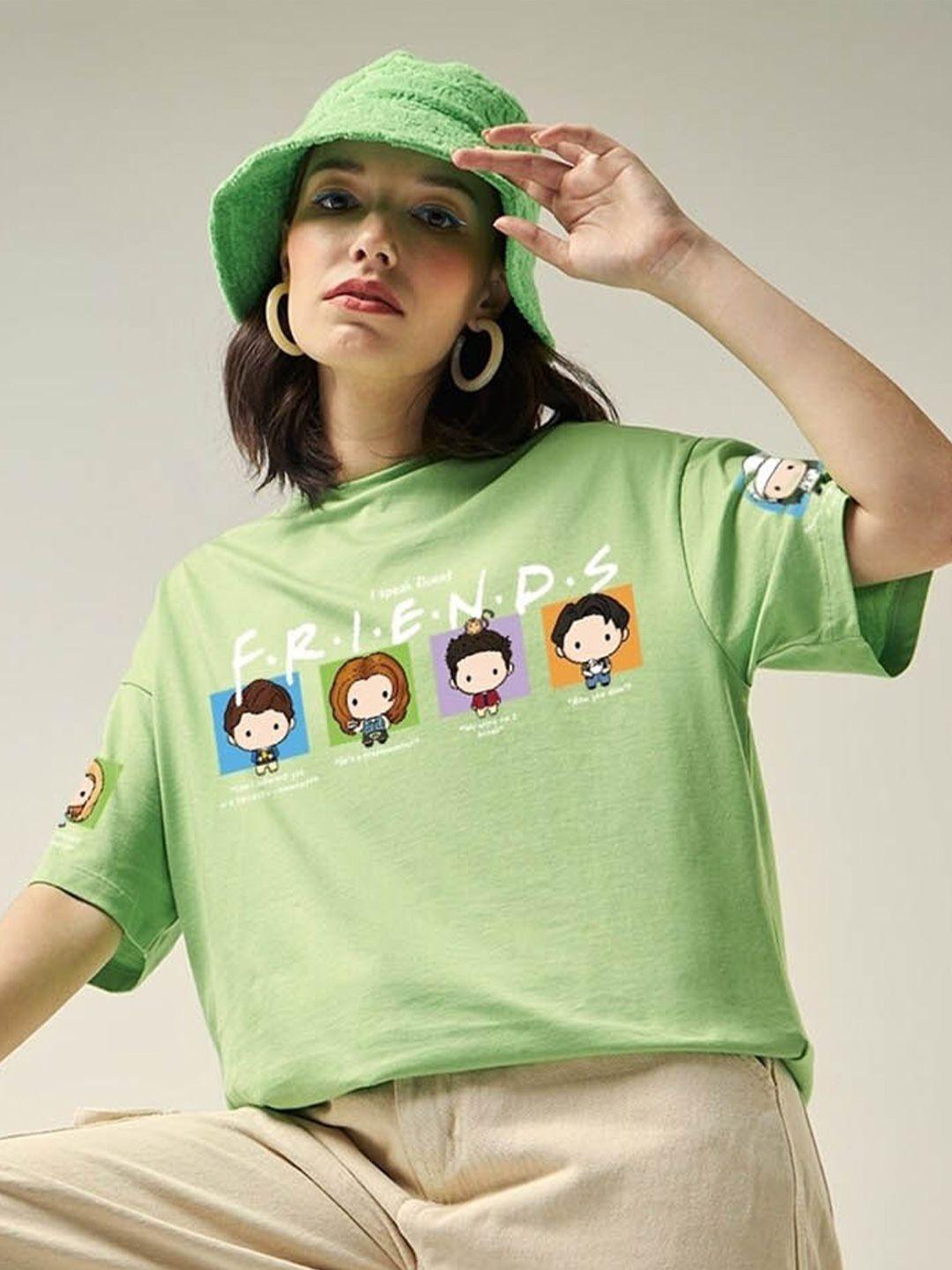 bewakoof women green printed t-shirt
