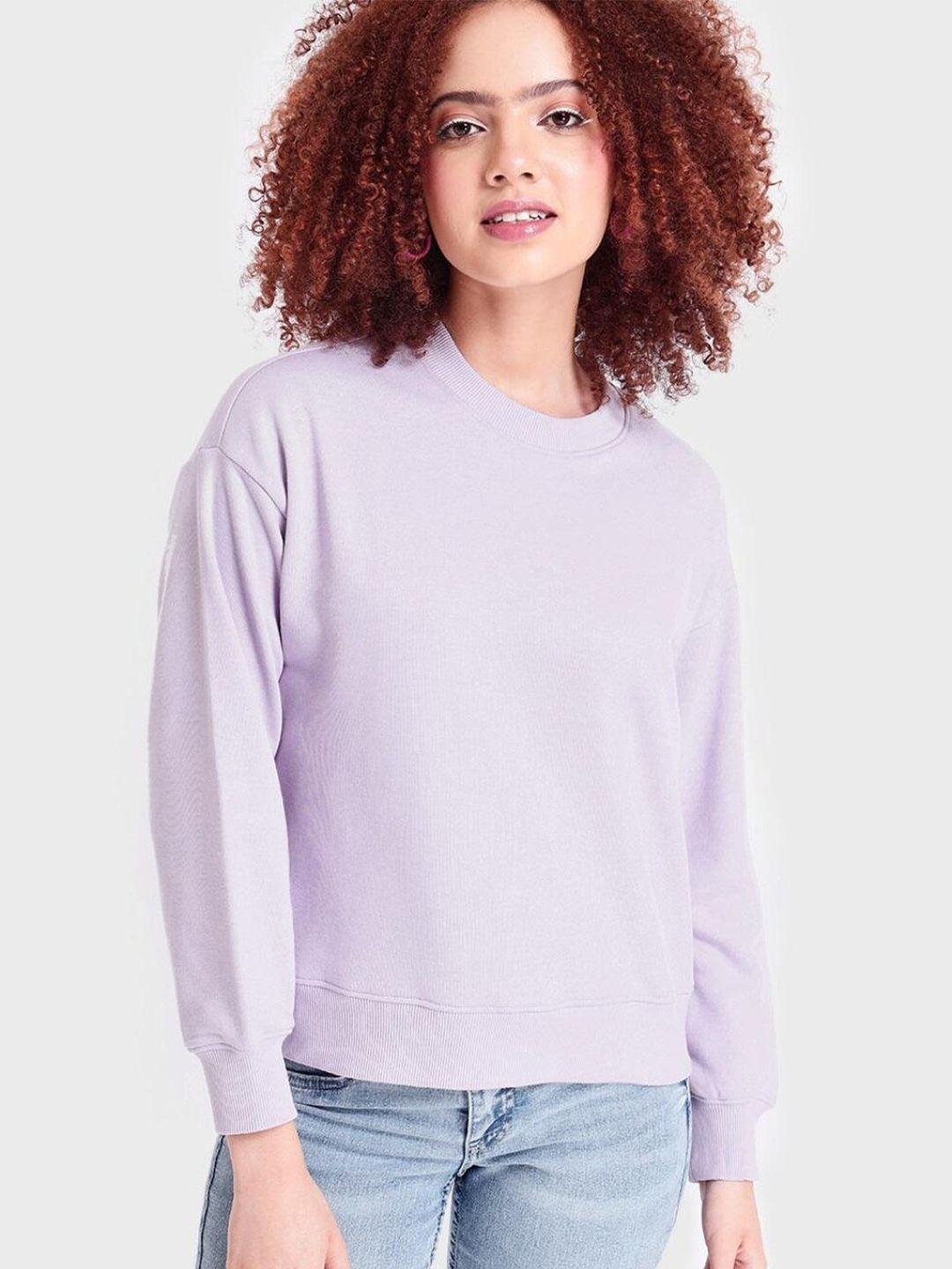 bewakoof women lavender oversized sweatshirt