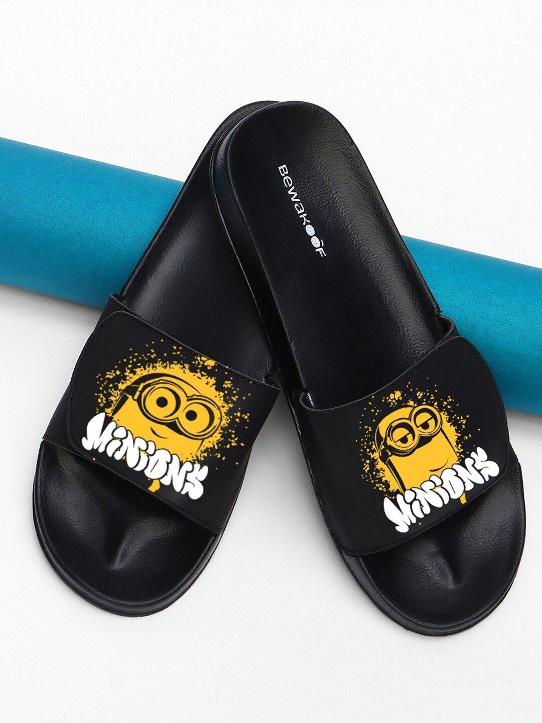 bewakoof women minions splash printed adjustable velcro sliders