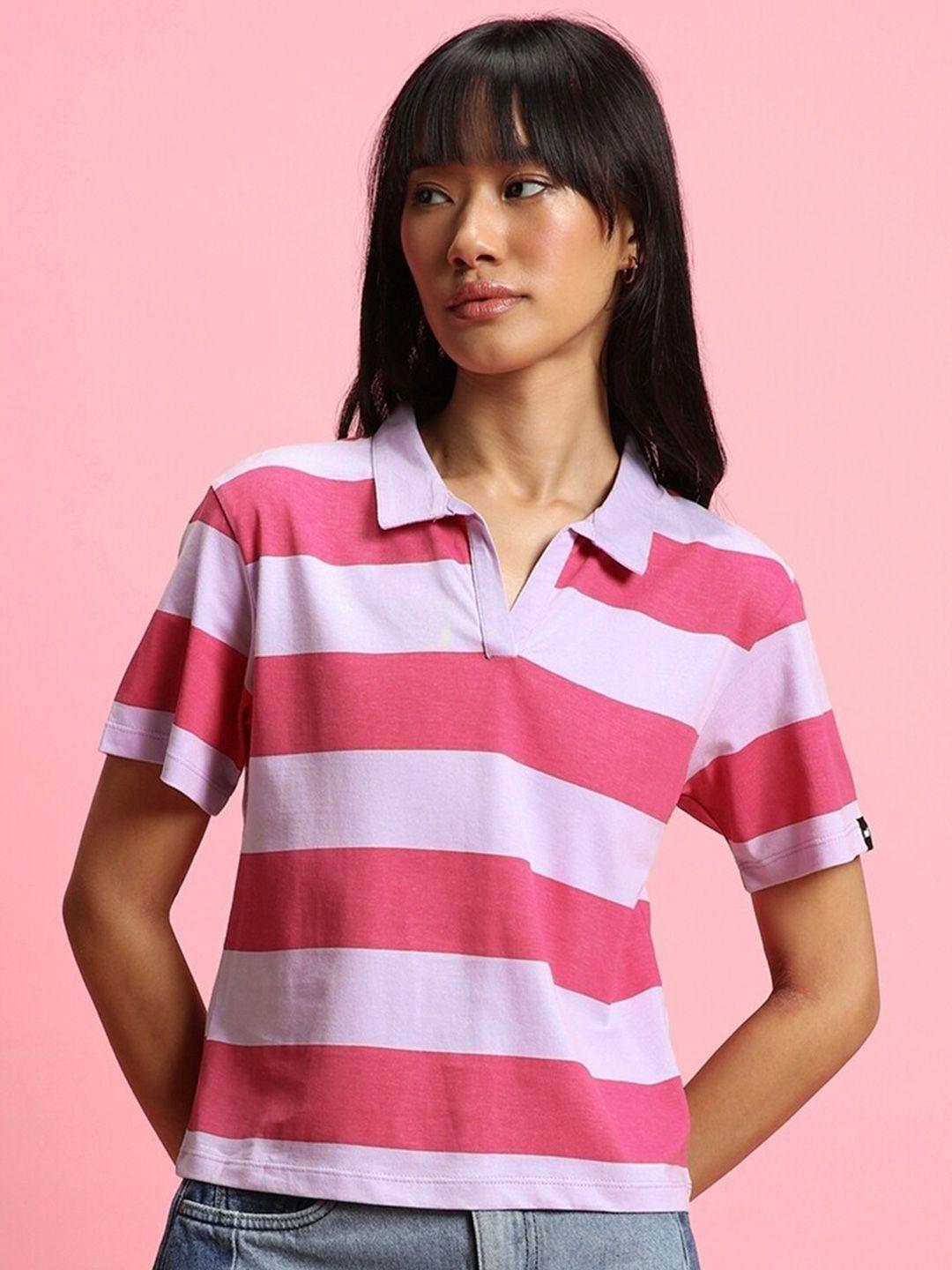 bewakoof women multicoloured striped henley neck drop-shoulder sleeves pockets t-shirt