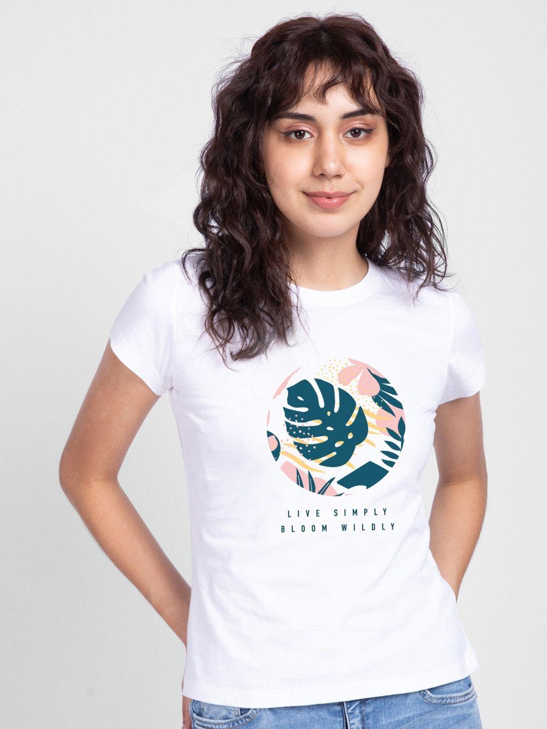 bewakoof women printed slim fit cotton t-shirt