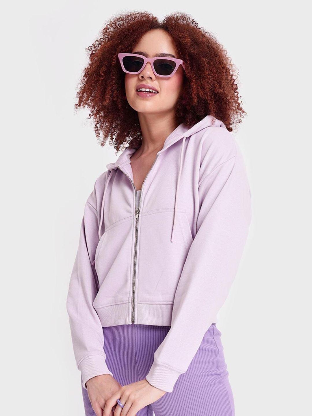 bewakoof women purple hooded sweatshirt