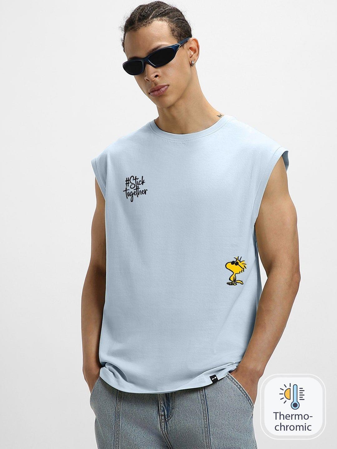 bewakoof x official peanuts merchandise graphic printed boxy fit cotton vest