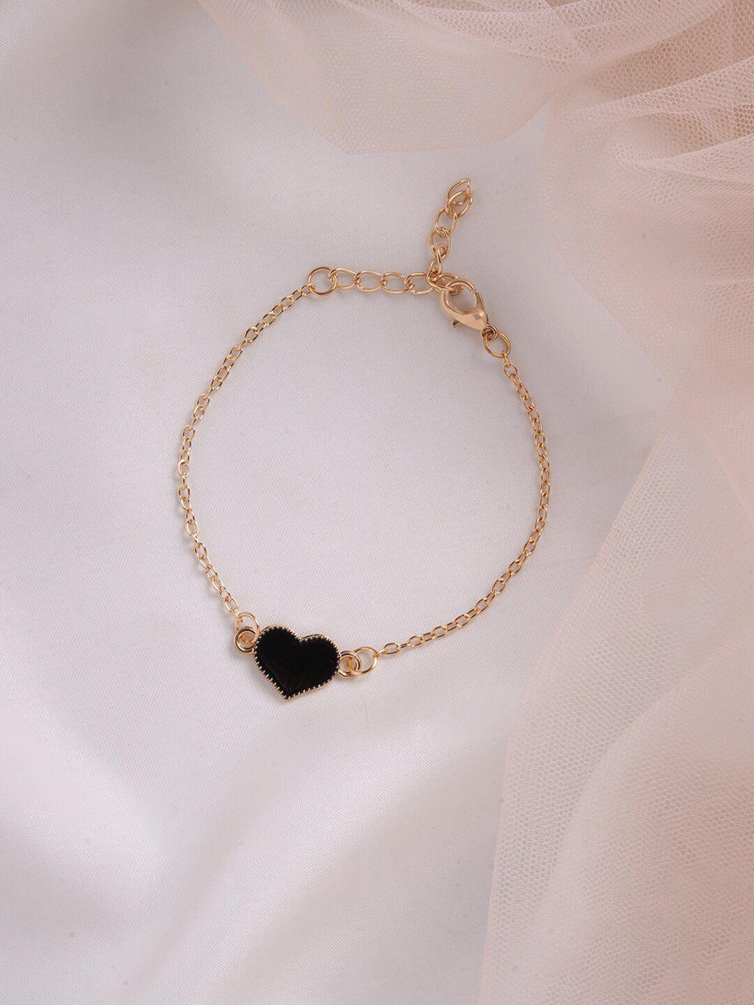 bewitched women gold-toned & black heart link bracelet