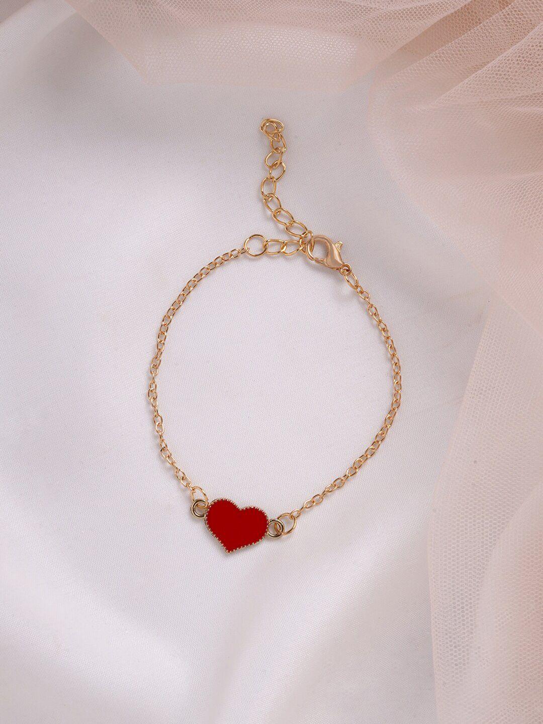 bewitched women gold-toned & red heart link bracelet