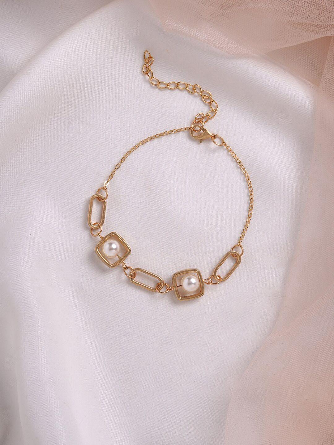bewitched women gold-toned pearls gold-plated link bracelet