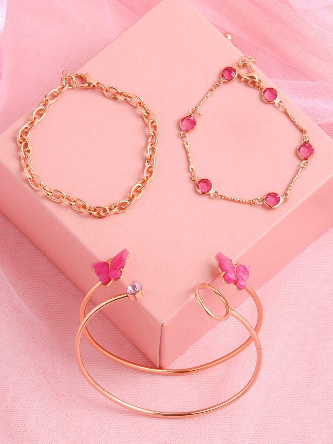 bewitched women set of 4 gold-plated stone studded link bracelets