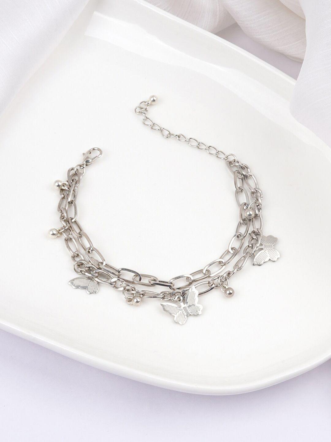 bewitched women silver-plated butterfly charm bracelet