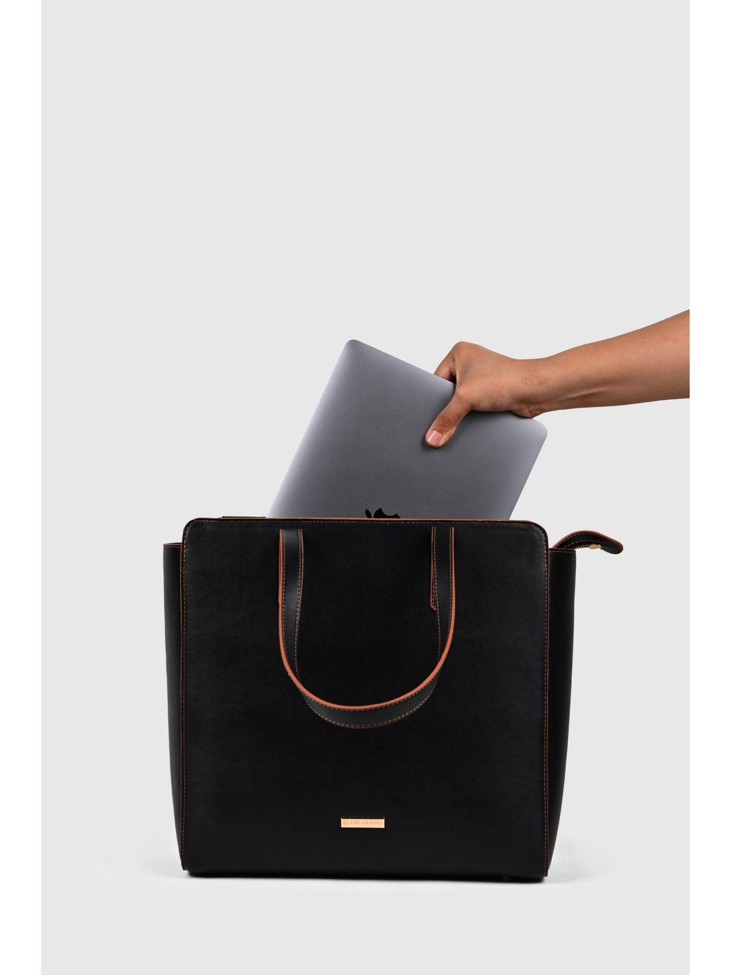 beyond plus tote bag with zipper -black (m)