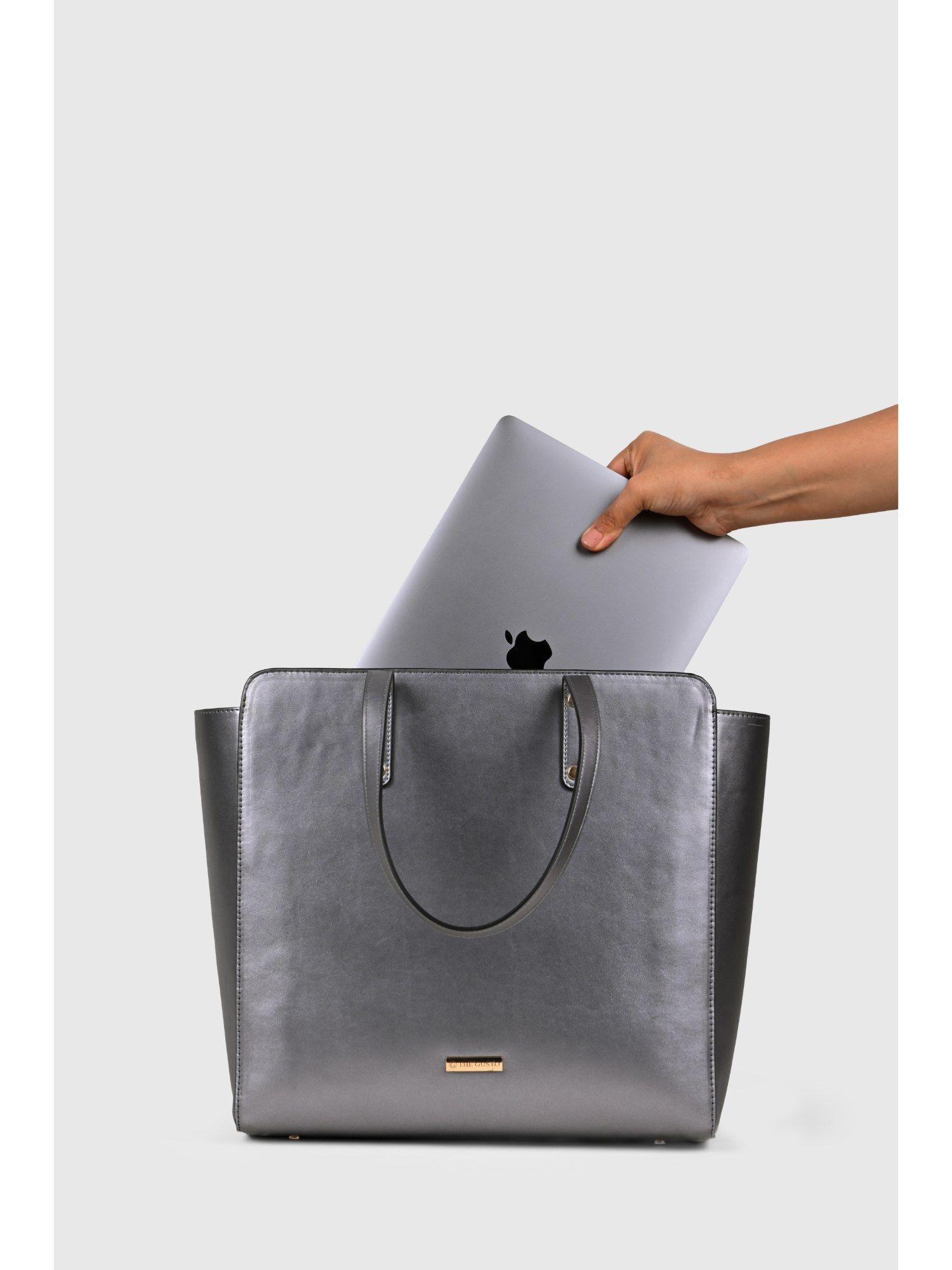 beyond plus tote bag with zipper -grey (m)