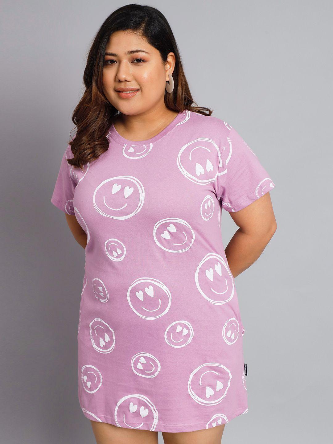 beyound size - the dry state plus size conversational printed cotton t-shirt mini dress