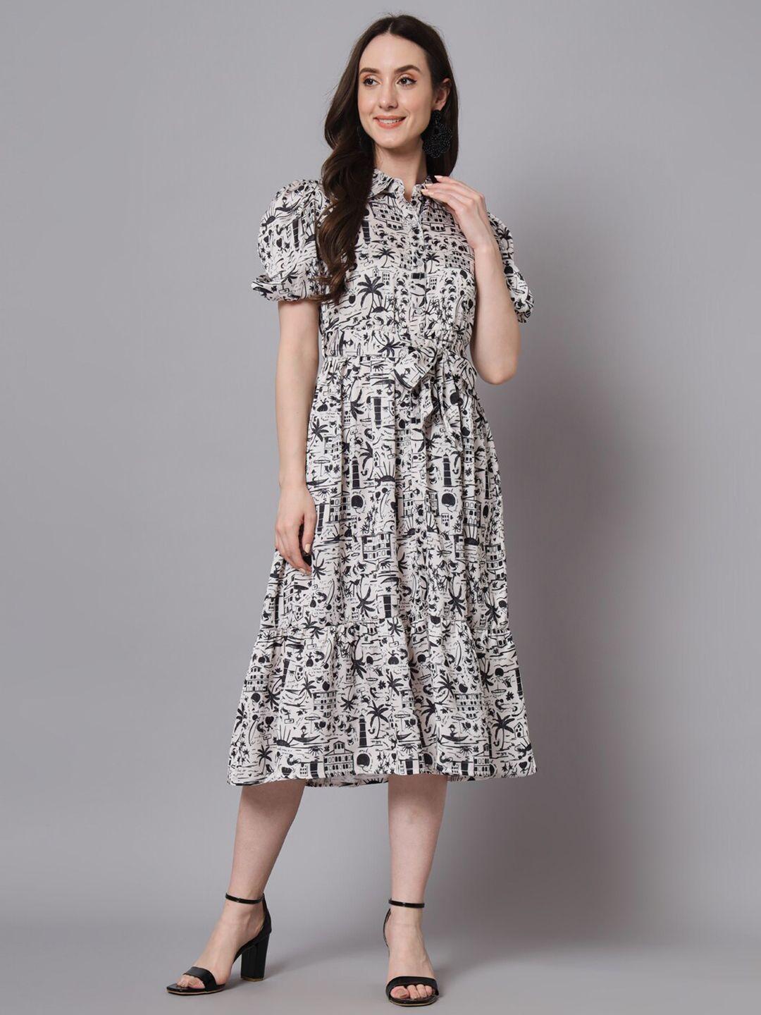 beyound size - the dry state plus size printed poly silk fit & flare midi dress