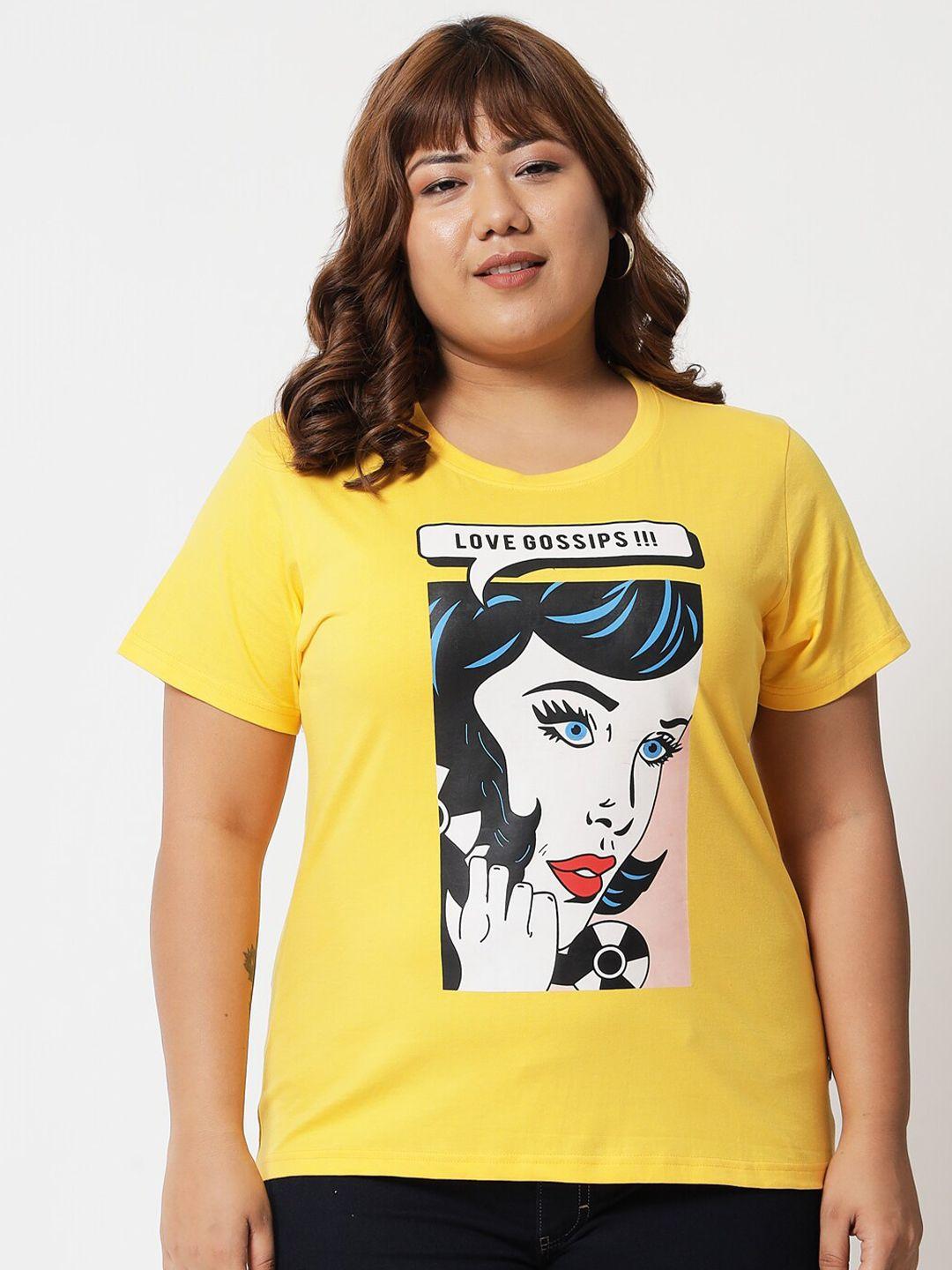 beyound size - the dry state plus size women yellow printed t-shirt