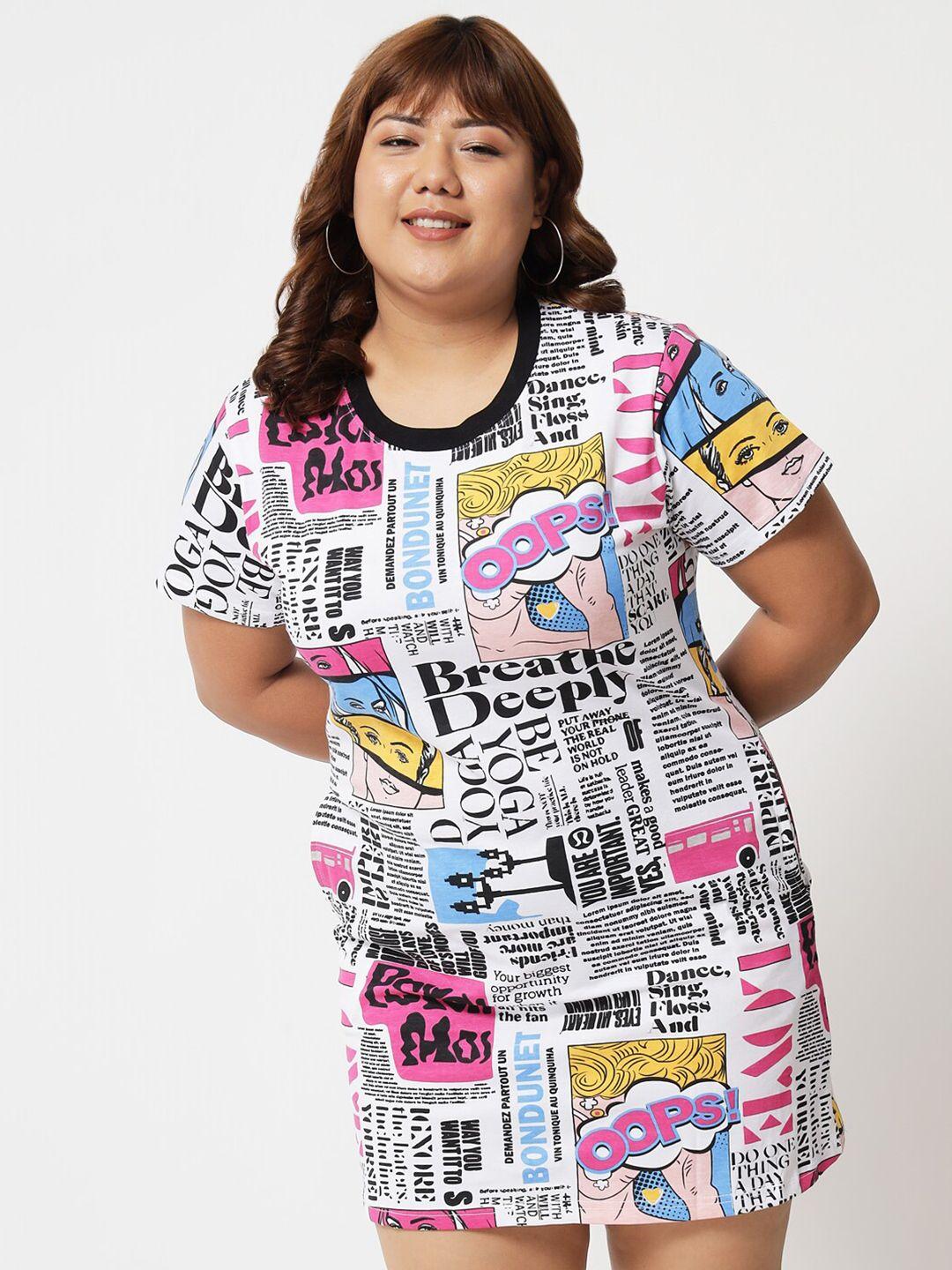 beyound size - the dry state white & pink t-shirt dress