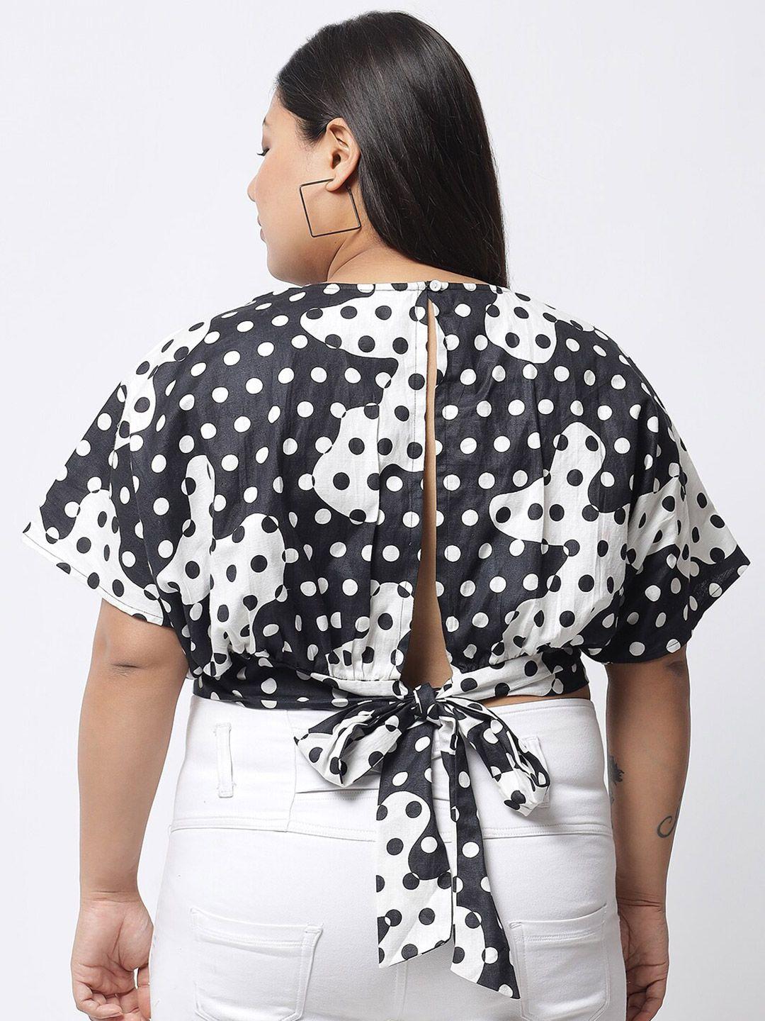 beyound size - the dry state black print styled back crop top