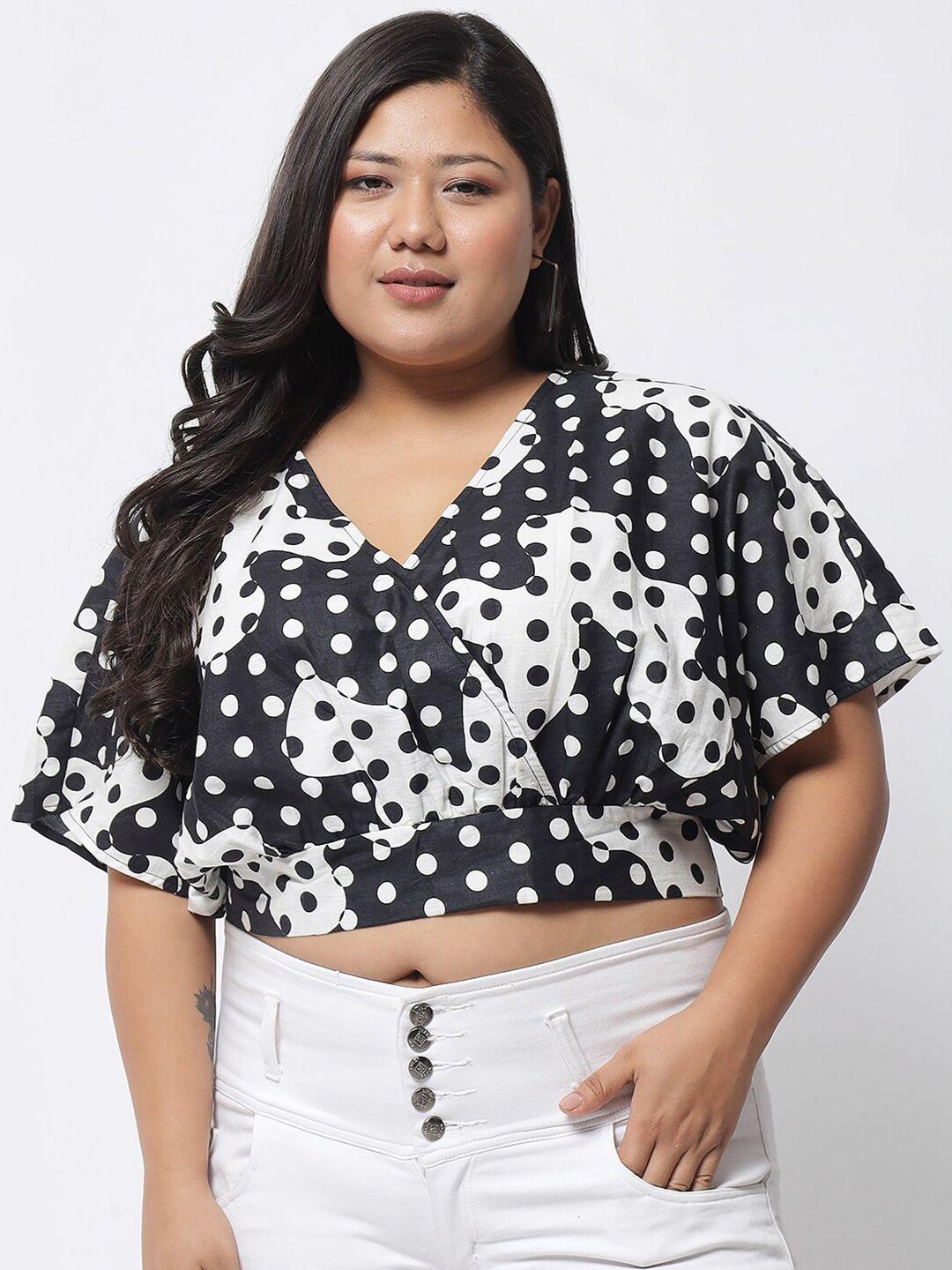 beyound size - the dry state plus size polka dots printed cotton wrap crop top