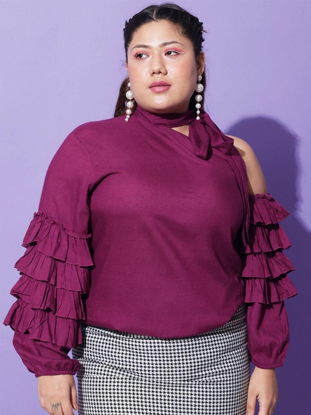 beyound size - the dry state plus size purple ruffles top