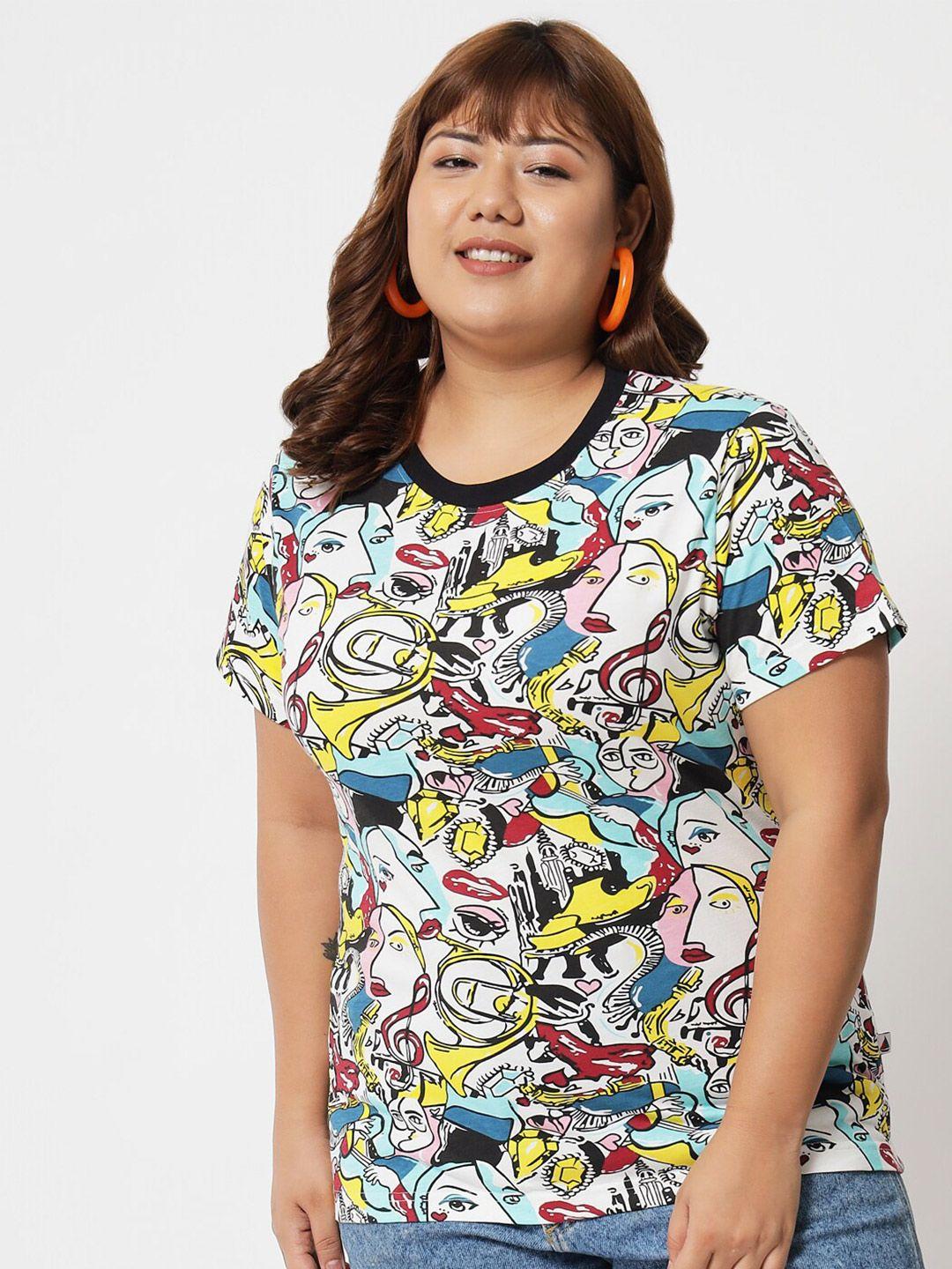 beyound size - the dry state women plus size multicoloured graphic printed t-shirt