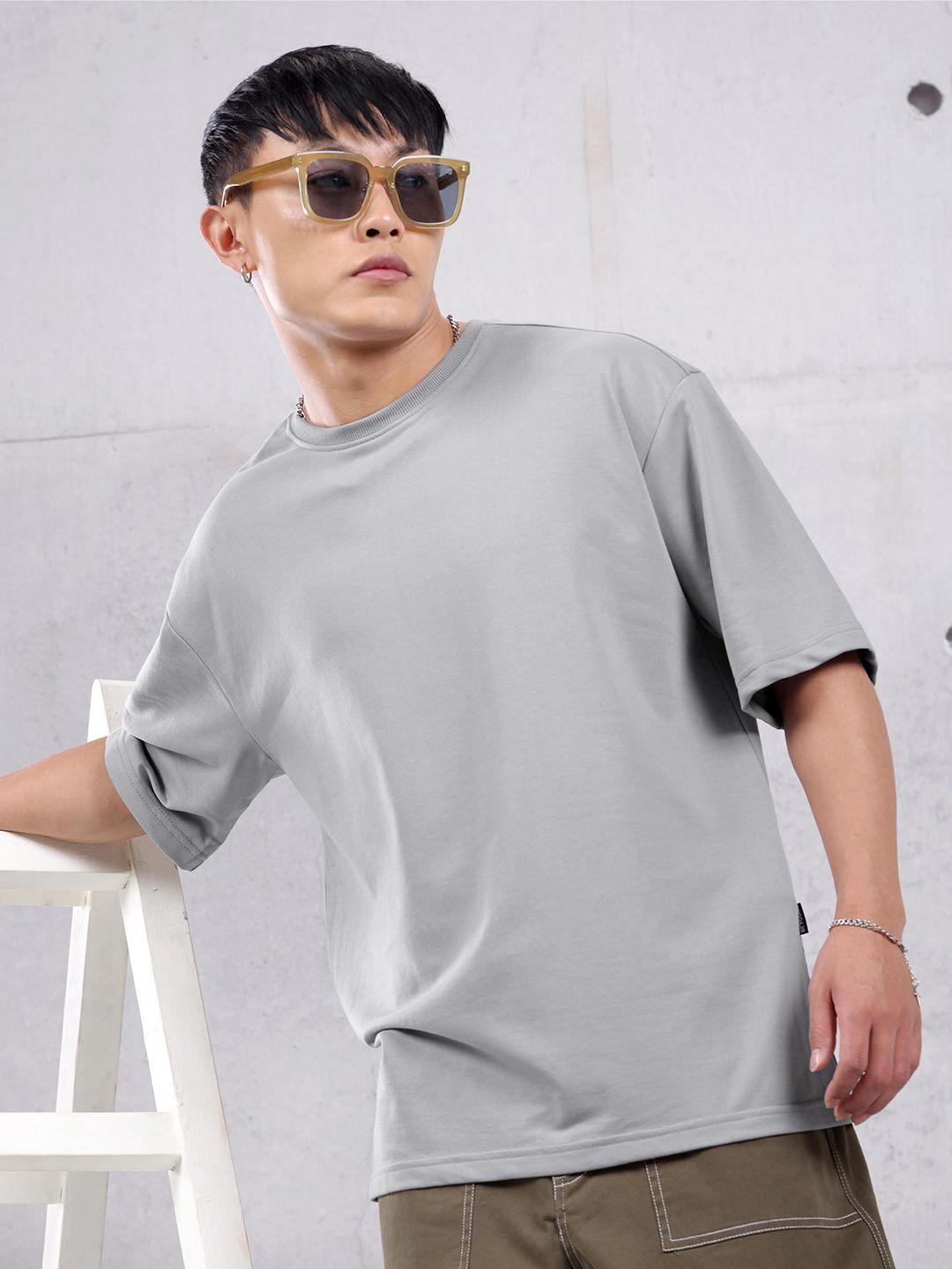 beyoung men drop-shoulder sleeves raw edge t-shirt