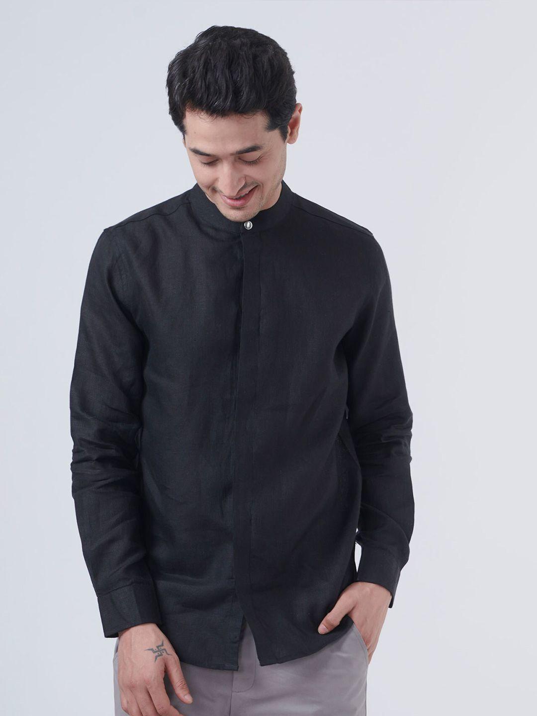 beyours men black classic opaque casual shirt